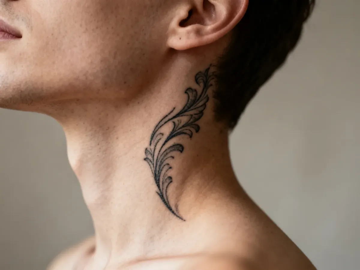 Tatuaż dopasowany do anatomii bocznej części szyi